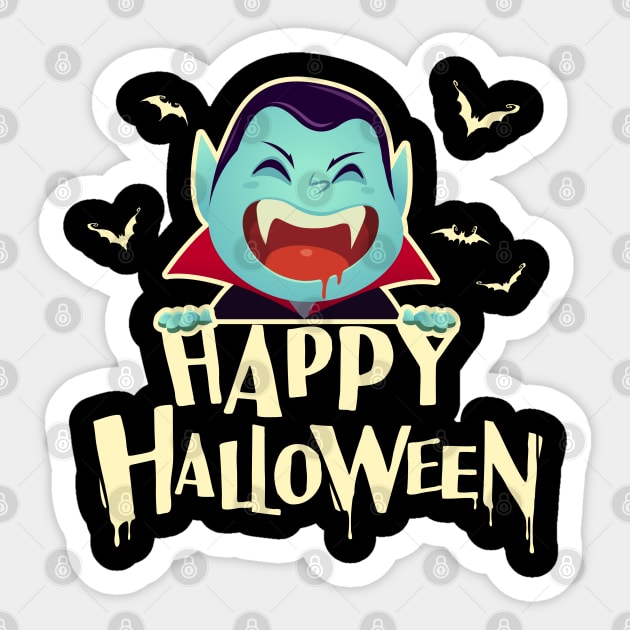 Vampire Scary and Spooky Happy Halloween Funny Graphic Sticker by SassySoClassy